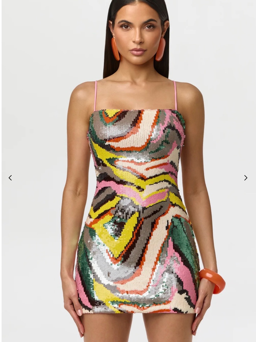 REVOLVE Multicolor Sequin Mini Dress in Pink, Yellow, Green & Orange